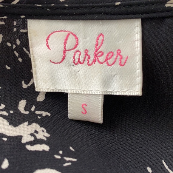 Parker Lila Silk Black Print Faux Wrap Dress - Picture 5 of 7